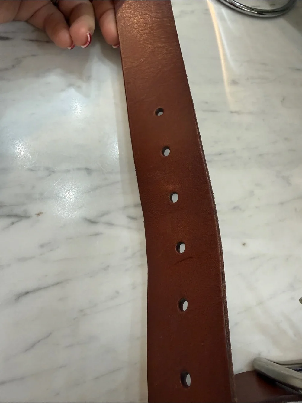 2010 American Eagle Leather Belt with Floral Buckle size Medium